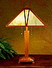 Tiffany Mission Shaker Stained Glass Wood Table Lamp