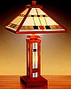 Mission Wood Tiffany Stained Glass Table Lamp