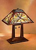 Mission Craftsman Dual Post Tiffany Desk Lamp
