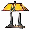 Mission Stained Glass Dual Post Lamp