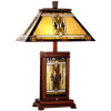 Mission Craftsman Tiffany & Walnut Table Lamp