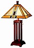 Mission Stained Glass Oak Table Lamp