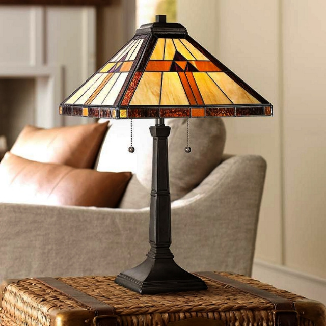 Mission Tiffany Style Architectural Table Lamp
