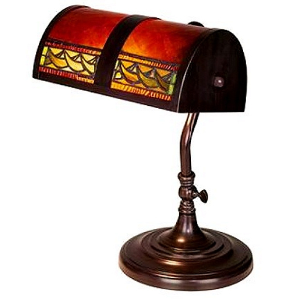 Arts & Crafts Stained Glass Bankers Desk Lamp