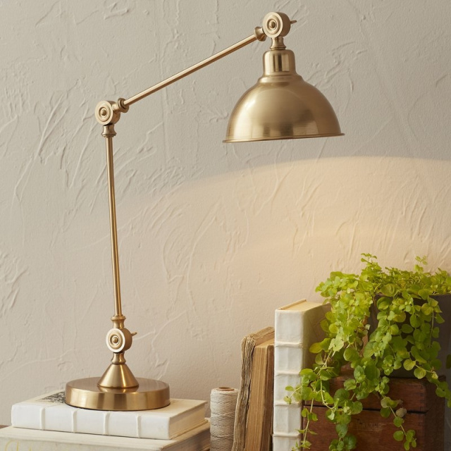 Brushed Brass Pharmacy Arm Desk Lamp