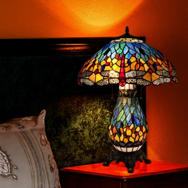 Dragonfly Tiffany Stained Glass Table Lamp