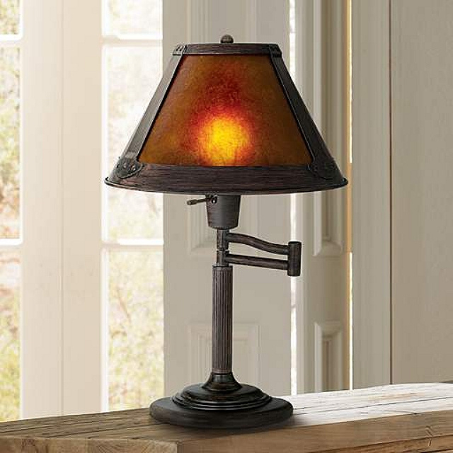 Table Lamps Mission, Amber Mica Table Lamp With Usb Port