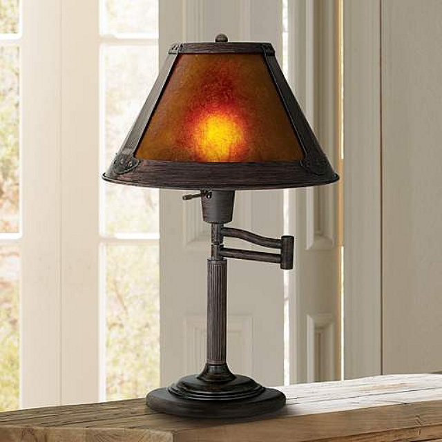 Mission Craftsman Swivel Arm Mica Table Lamp