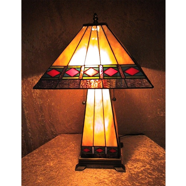 Mission Craftsman Table Tiffany Stained Glass Lamp