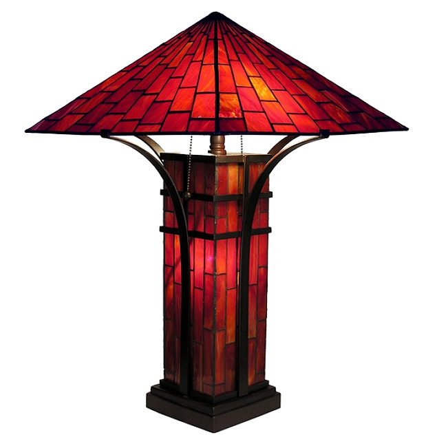 Mission Tiffany Stained Glass Table Lamp