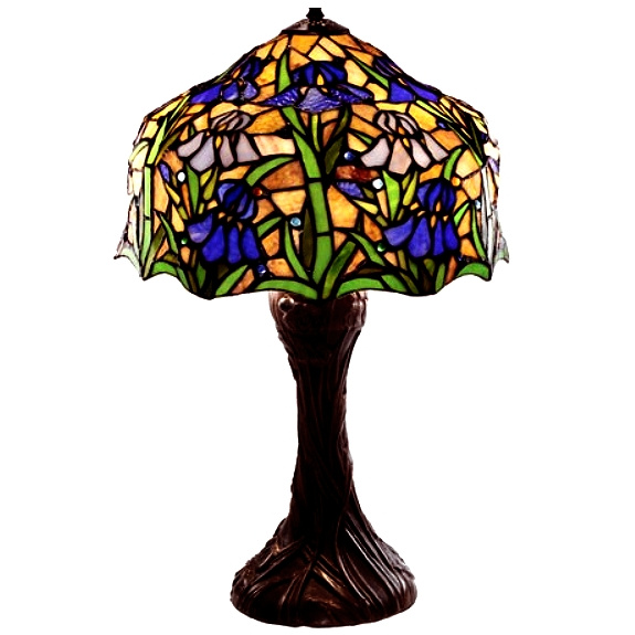 Stained Glass Tiffany Iris Table Lamp