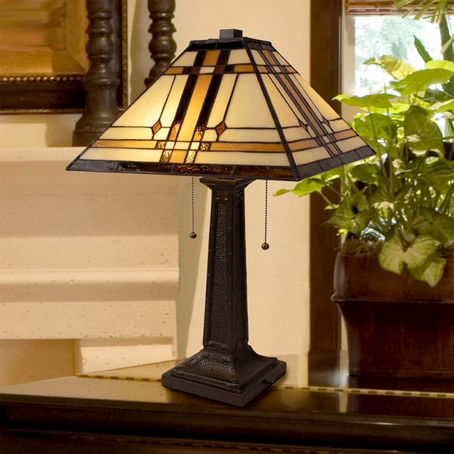 Tiffany Mission Frank Lloyd Wright Style Table Lamp