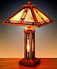 Wood Mission Tiffany Stained Glass Table Lamp
