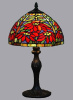 Stained Glass Tiffany Table Lamp Red Flowers